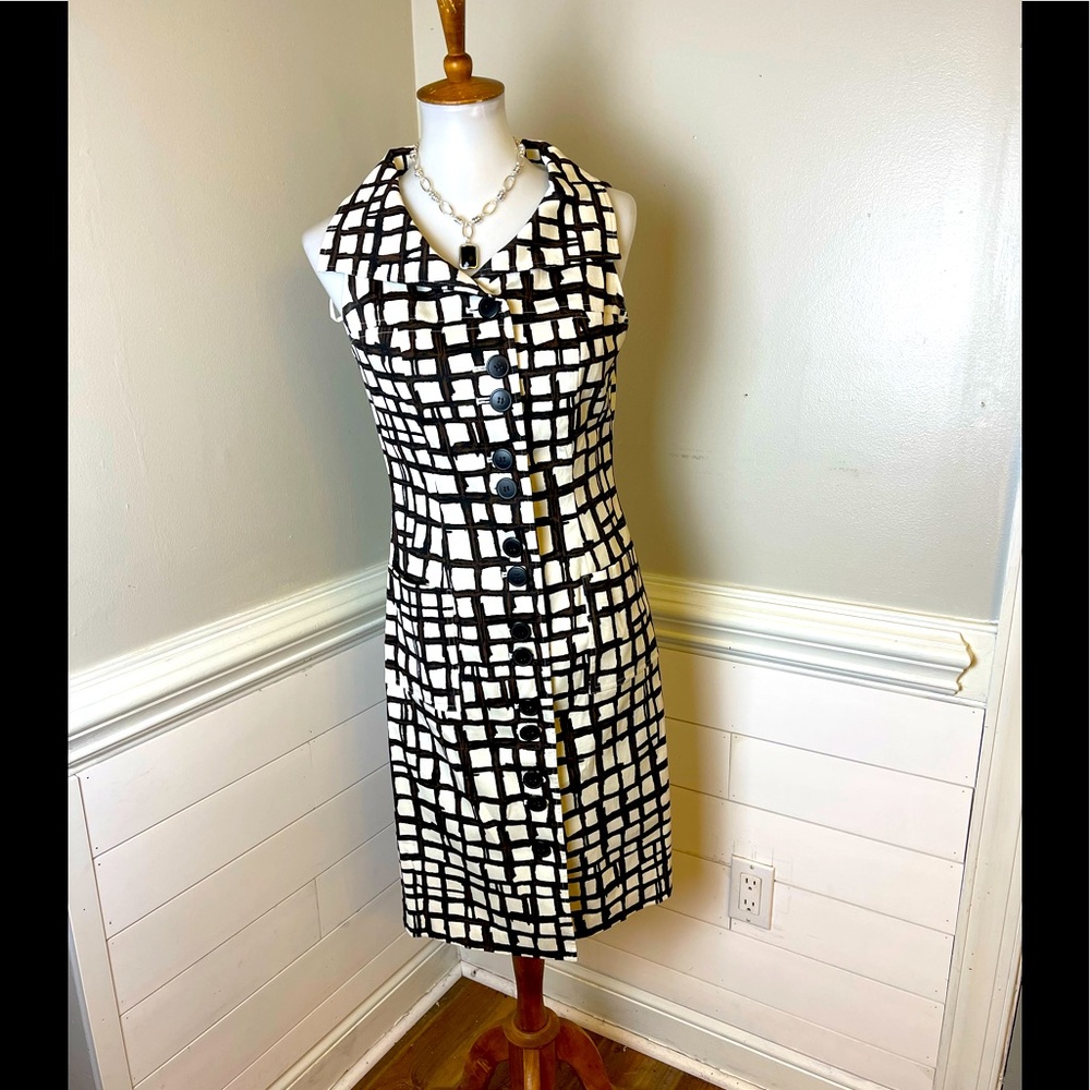 Talbots Abstract Print Button Down Dress 4 FREE SHIP
